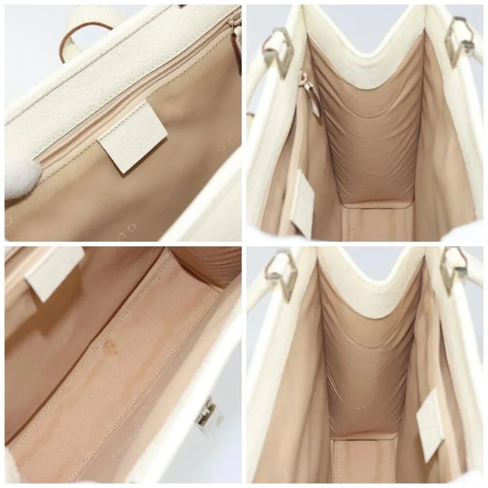 GUCCI Jackie Hand Bag Leather White Silver - Picture 15 of 16